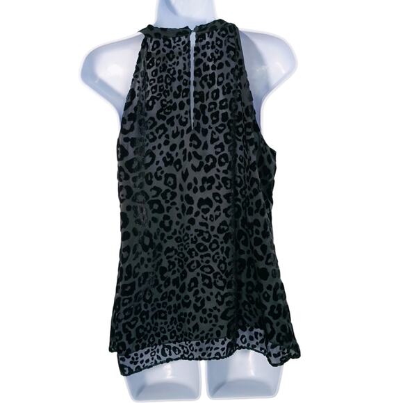 White House Black Market Halter Neck Top Wmn's Sz S Black Velvet Flocked Chiffon - Picture 6 of 16